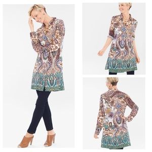 CHICO'S Paisley Patch Shirt Size 0 (S) Multi Woven Pattern Button Front
